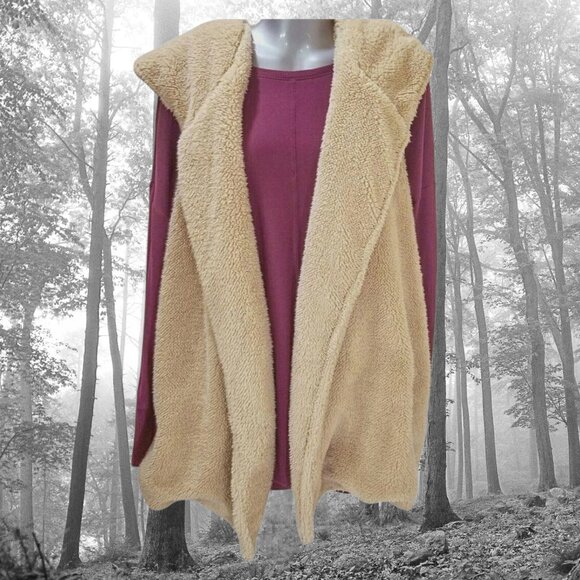 EASEL TEDDY BEAR HOODED VEST JACKET Size Large - Picture 2 of 5